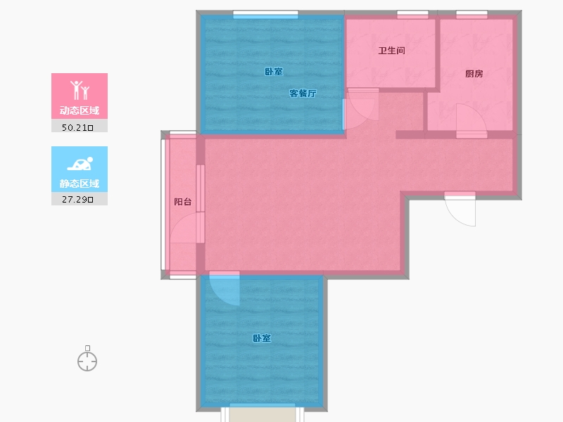 河北省-唐山市-润达万科金域蓝湾-69.00-户型库-动静分区