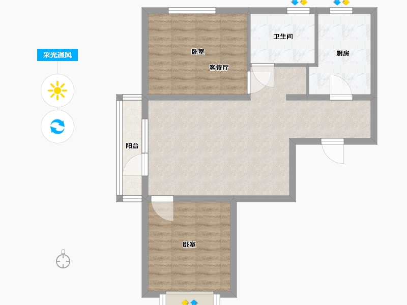 河北省-唐山市-润达万科金域蓝湾-69.00-户型库-采光通风