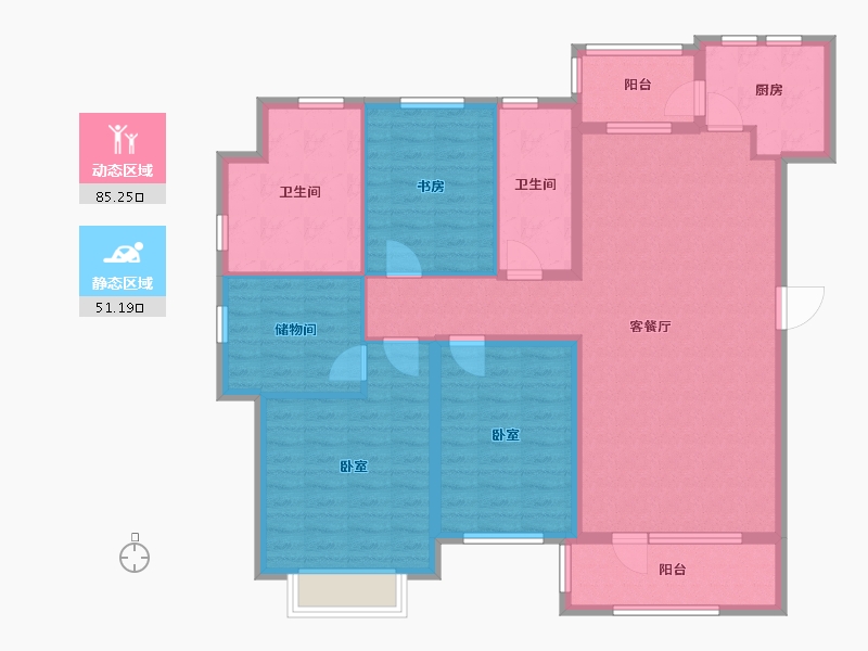 辽宁省-大连市-普罗旺斯-122.57-户型库-动静分区