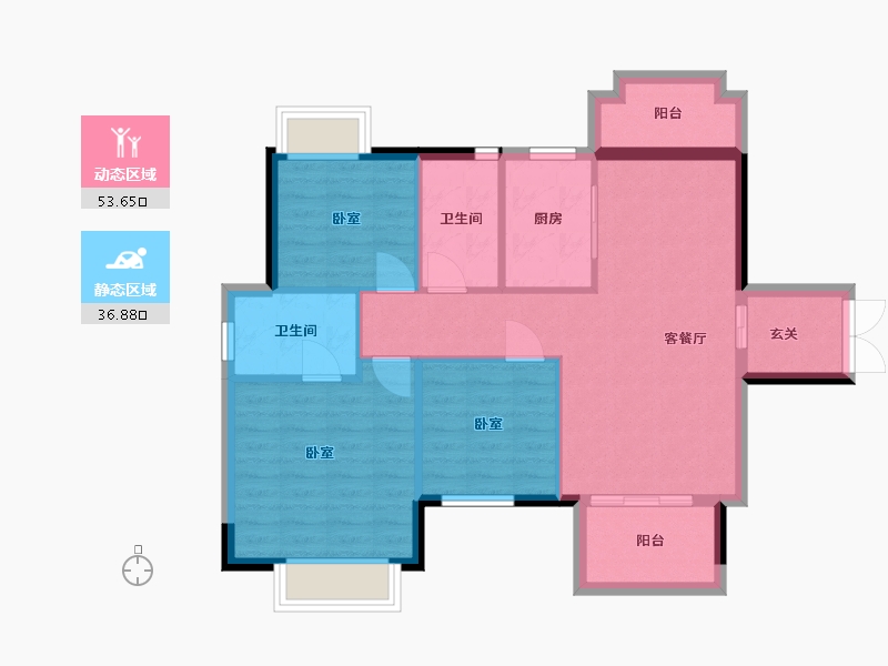 广东省-江门市-万隆茗汇轩-81.41-户型库-动静分区