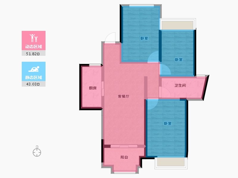 浙江省-杭州市-龙湖春江彼岸-84.01-户型库-动静分区