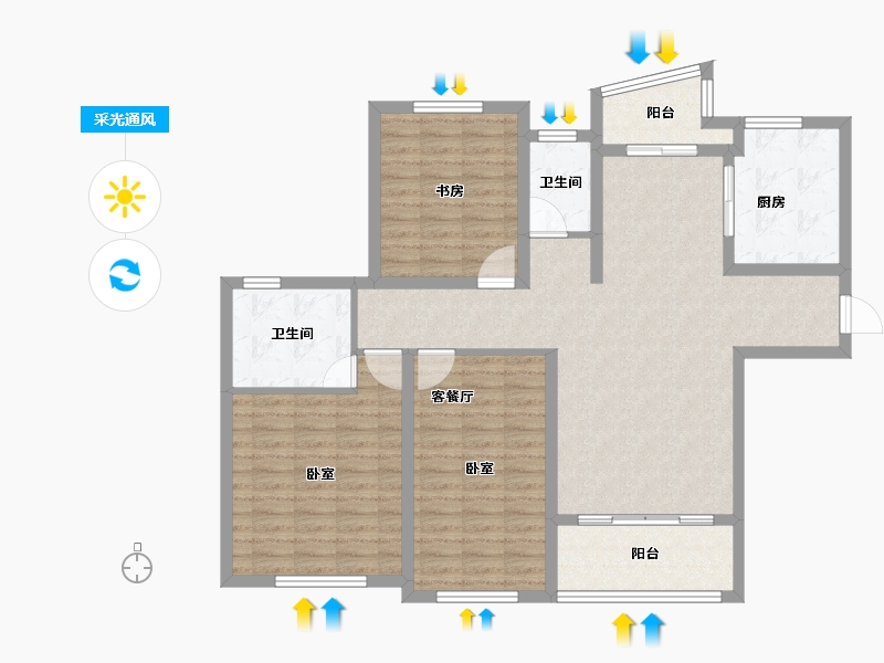 江苏省-南通市-云起苑-114.00-户型库-采光通风