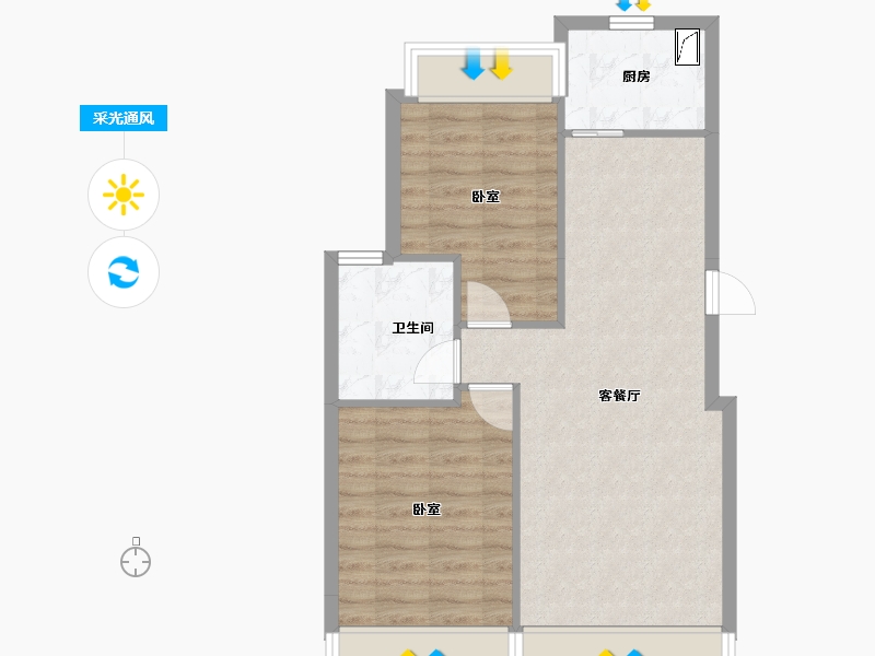 辽宁省-盘锦市-华发新城-60.60-户型库-采光通风