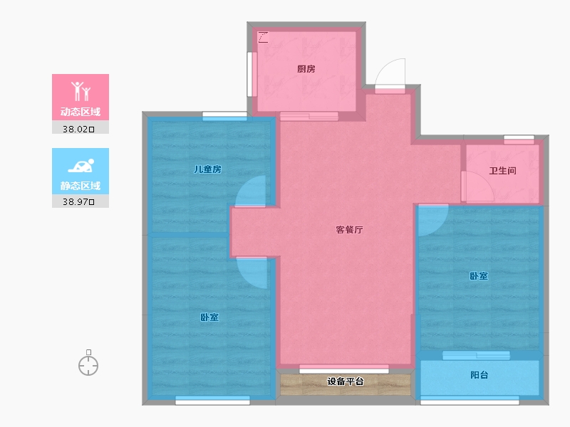 浙江省-杭州市-凯喜雅锦河湾-70.69-户型库-动静分区