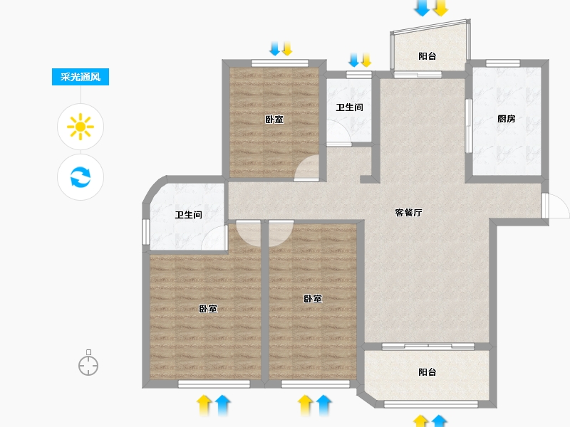 江苏省-南通市-云起苑-114.00-户型库-采光通风