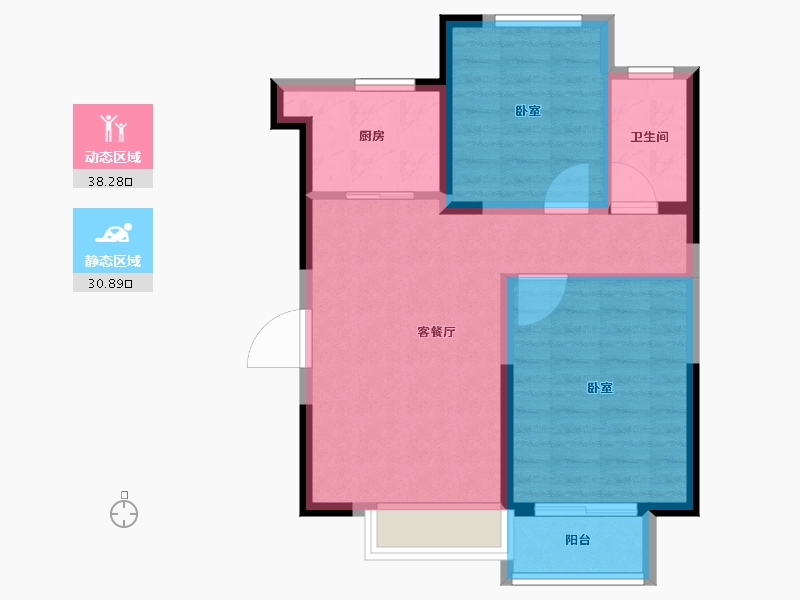 江苏省-南京市-荣盛莉湖春晓-61.90-户型库-动静分区