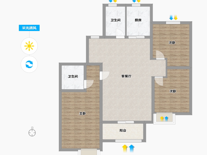 山东省-青岛市-万合馨苑-104.00-户型库-采光通风