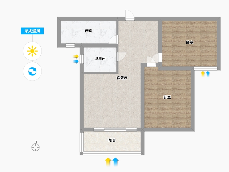 河北省-邢台市-御府名门-63.99-户型库-采光通风