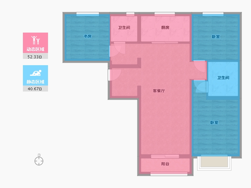 河北省-唐山市-润达万科金域蓝湾-82.65-户型库-动静分区