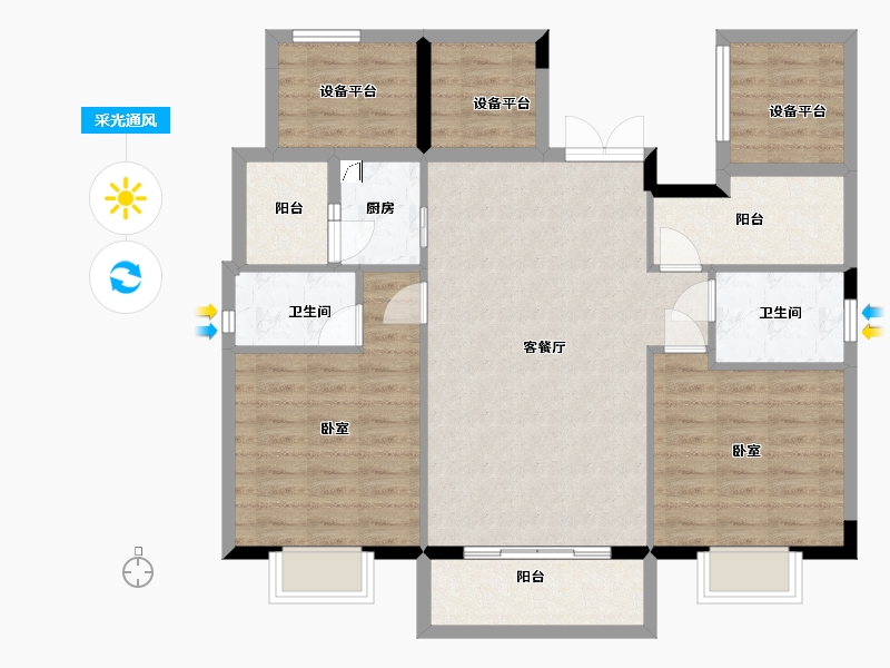 广东省-江门市-万隆茗汇轩-99.53-户型库-采光通风