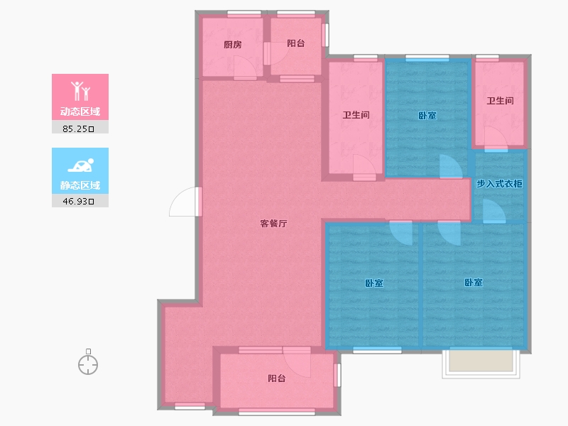 辽宁省-大连市-普罗旺斯-118.62-户型库-动静分区