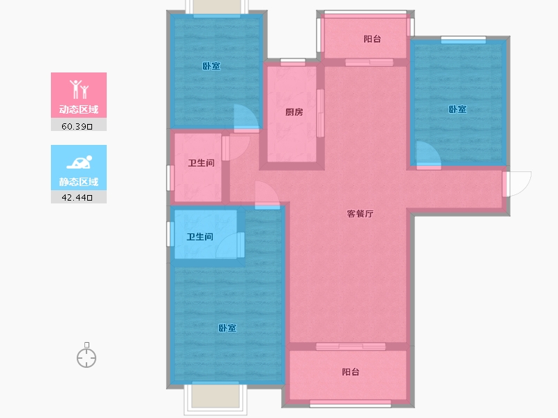 江西省-上饶市-帝景湾二期半山区-90.24-户型库-动静分区