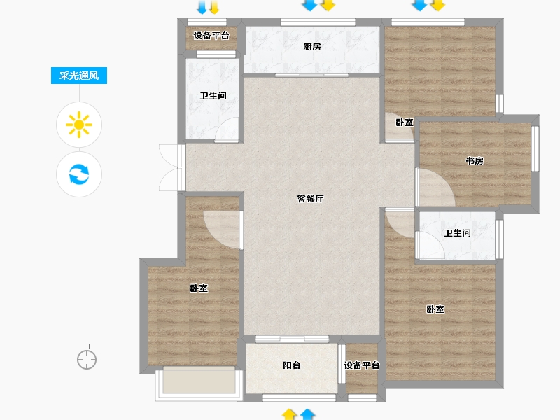 浙江省-宁波市-国骅宜家华府-106.00-户型库-采光通风