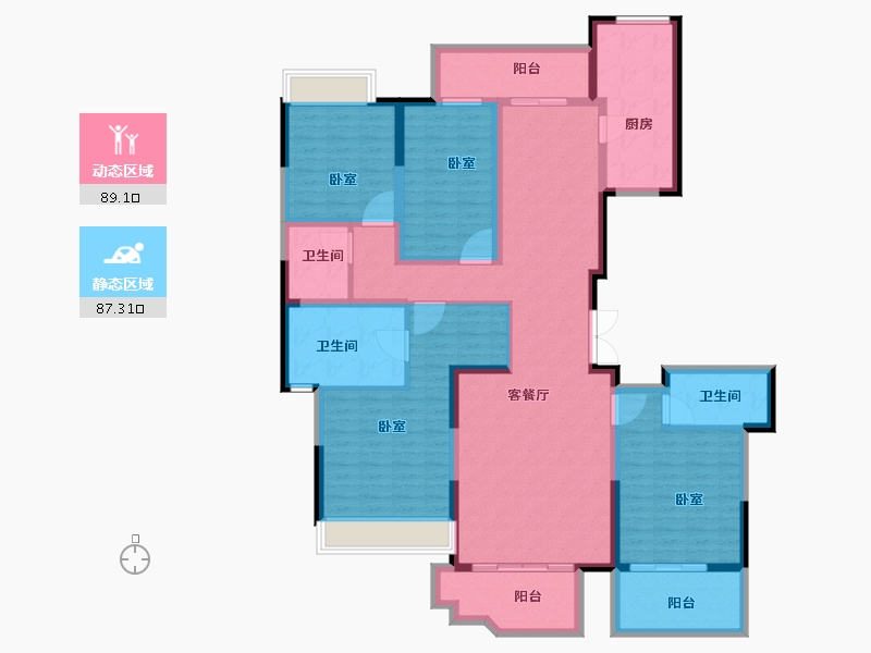 浙江省-杭州市-龙湖春江彼岸-158.00-户型库-动静分区