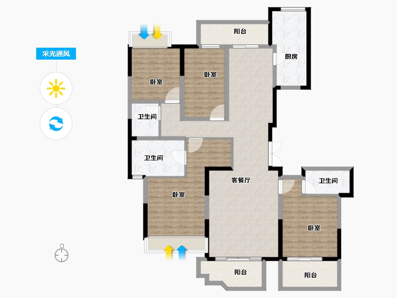 浙江省-杭州市-龙湖春江彼岸-158.00-户型库-采光通风