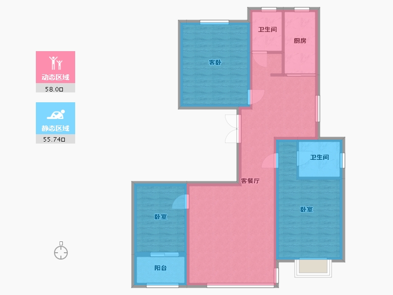 内蒙古自治区-包头市-居然青年城-102.00-户型库-动静分区