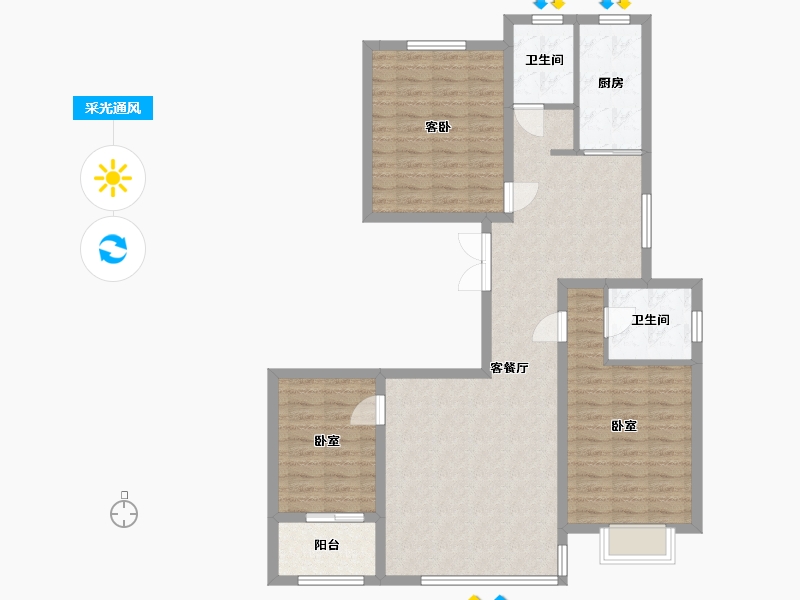 内蒙古自治区-包头市-居然青年城-102.00-户型库-采光通风