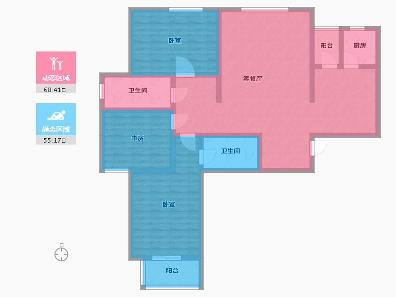 河北省-石家庄市-豪威大厦健达花苑-109.63-户型库-动静分区