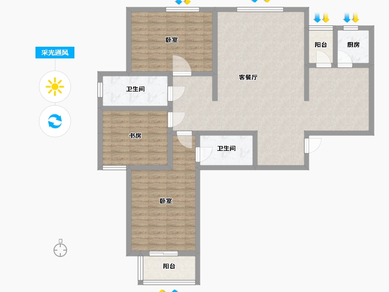 河北省-石家庄市-豪威大厦健达花苑-109.63-户型库-采光通风