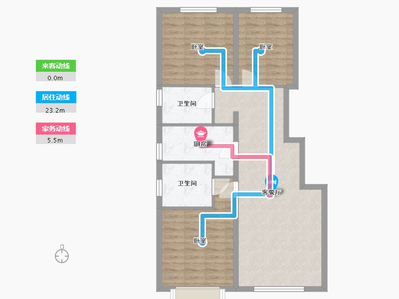 河北省-唐山市-润达万科金域蓝湾-80.55-户型库-动静线