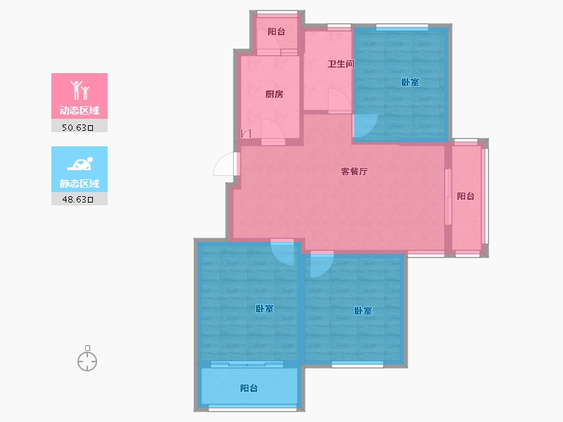 江苏省-扬州市-江广之星-89.00-户型库-动静分区