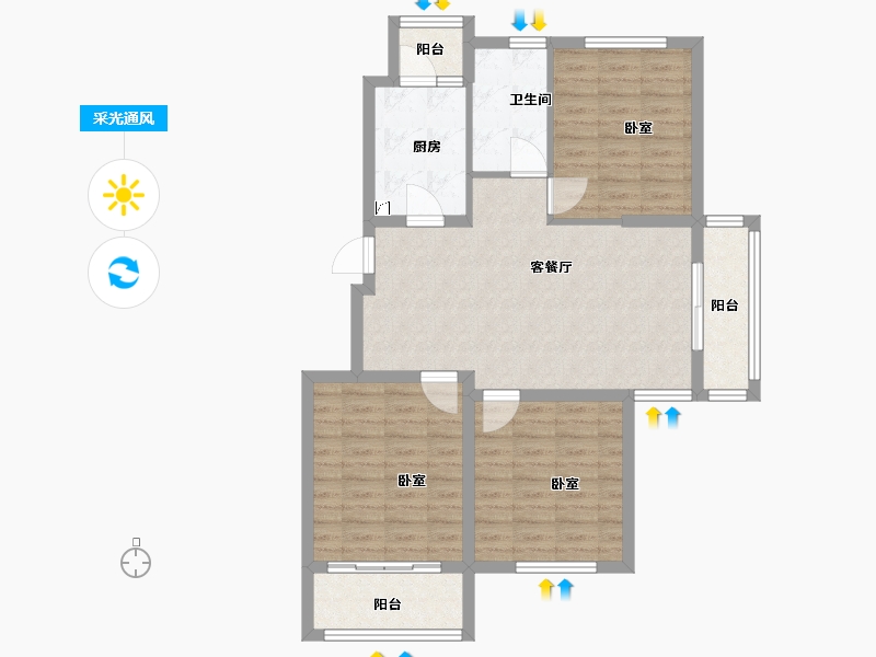 江苏省-扬州市-江广之星-89.00-户型库-采光通风