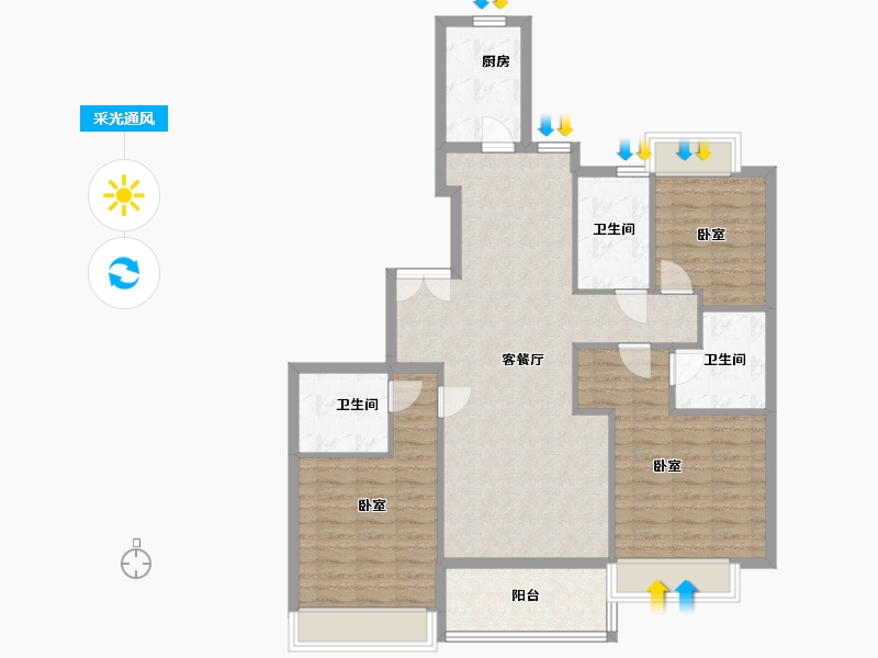 浙江省-绍兴市-滨江城市之星-106.11-户型库-采光通风