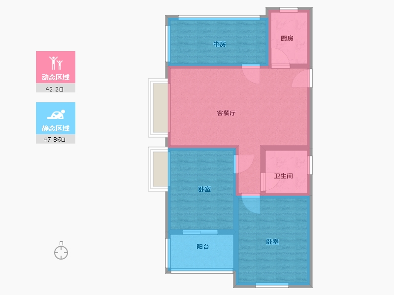 江西省-上饶市-明阳·大学公馆-80.00-户型库-动静分区