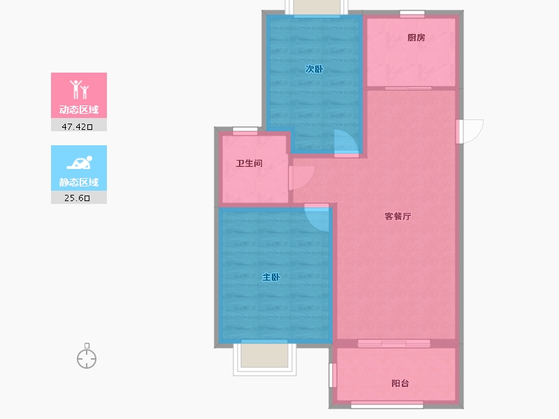 江苏省-扬州市-蜀冈金地-65.00-户型库-动静分区