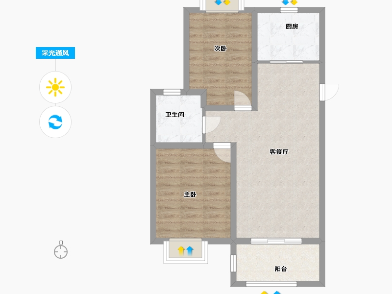 江苏省-扬州市-蜀冈金地-65.00-户型库-采光通风