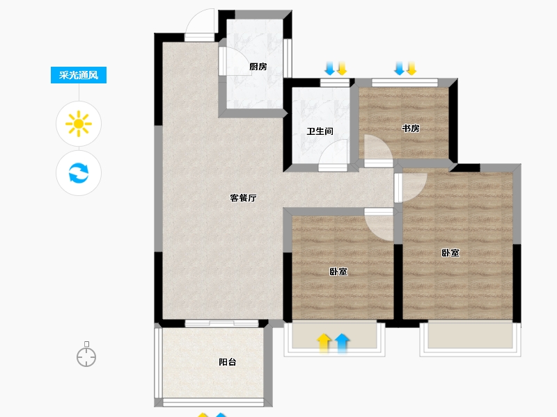 浙江省-杭州市-龙湖春江彼岸-72.00-户型库-采光通风