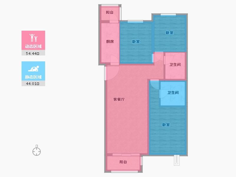 河北省-廊坊市-香河京汉君庭-87.96-户型库-动静分区