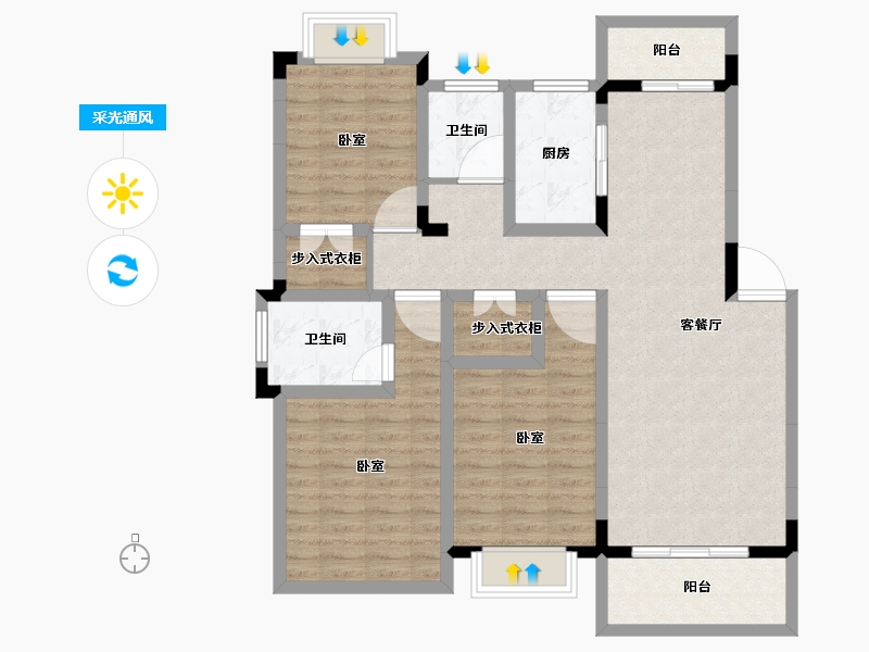 安徽省-合肥市-东方早城-101.64-户型库-采光通风