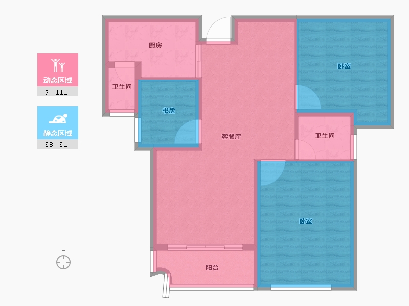 江苏省-南通市-云起苑-83.19-户型库-动静分区