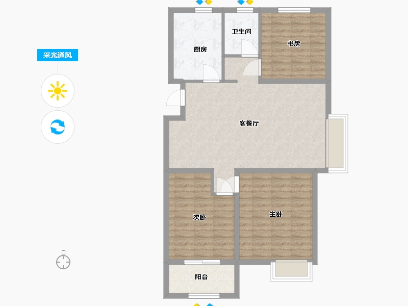 山东省-青岛市-万合馨苑-90.40-户型库-采光通风