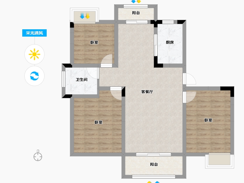 安徽省-合肥市-东方早城-84.46-户型库-采光通风