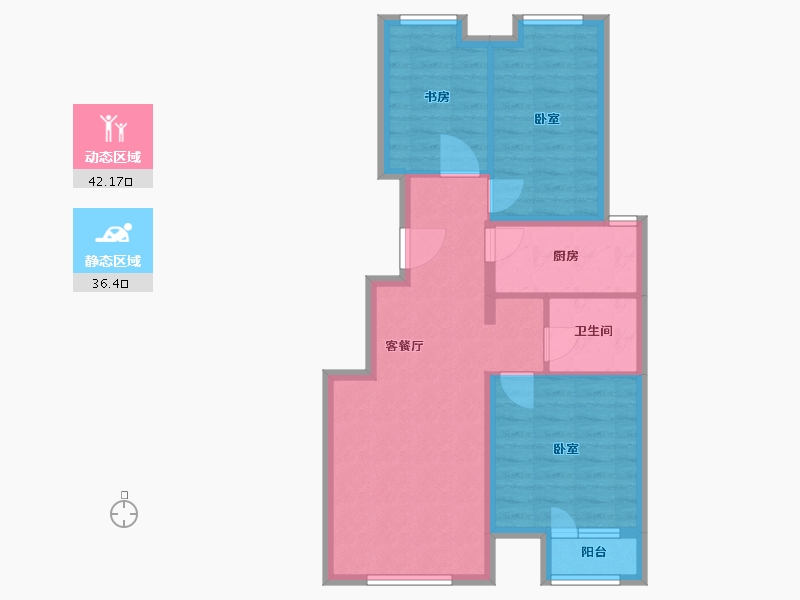 河北省-唐山市-润达万科金域蓝湾-69.98-户型库-动静分区