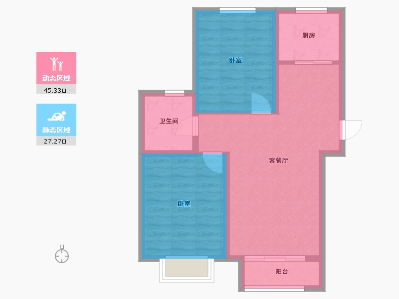 河北省-唐山市-东城绿庭-64.96-户型库-动静分区