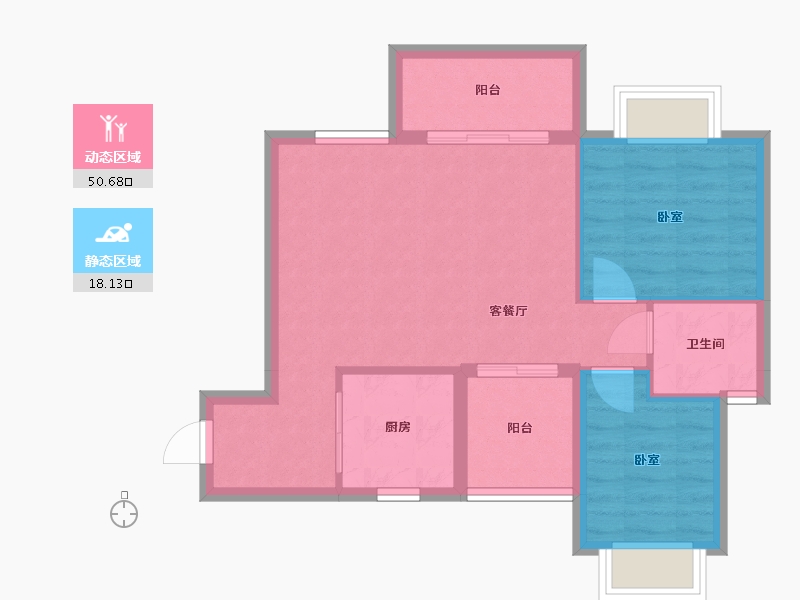 广东省-东莞市-花香十二院-61.70-户型库-动静分区