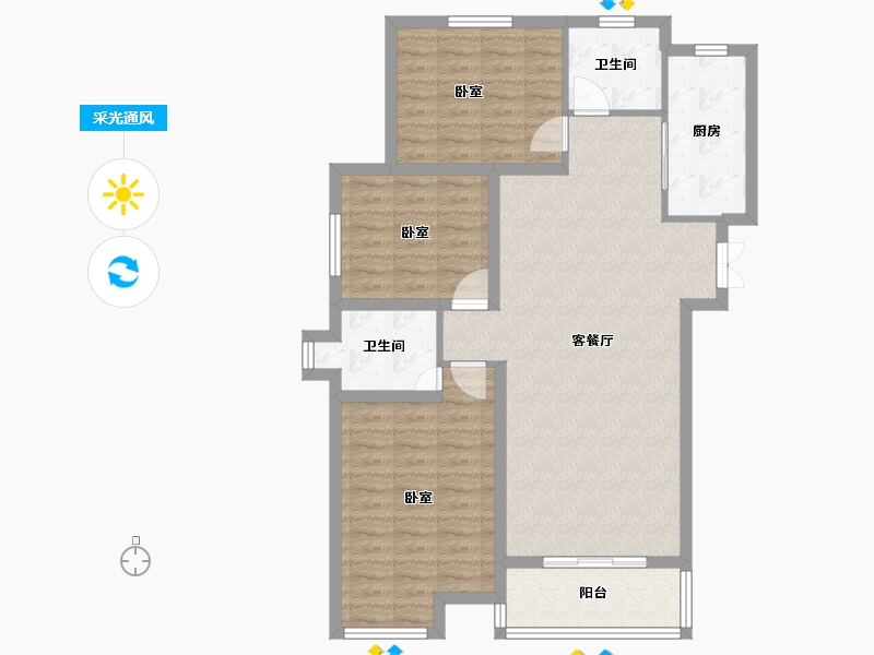 河北省-石家庄市-燕港美域-94.77-户型库-采光通风