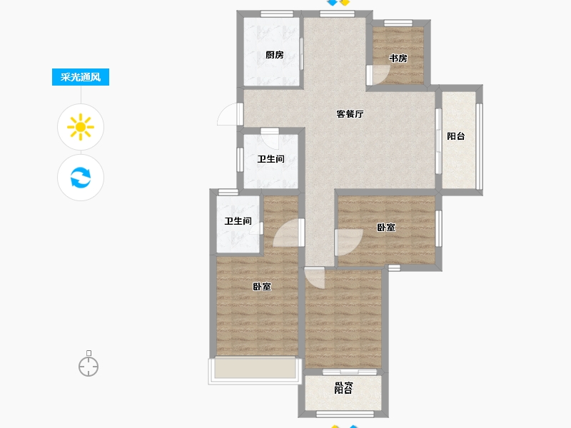 浙江省-绍兴市-华宇兰园-96.00-户型库-采光通风