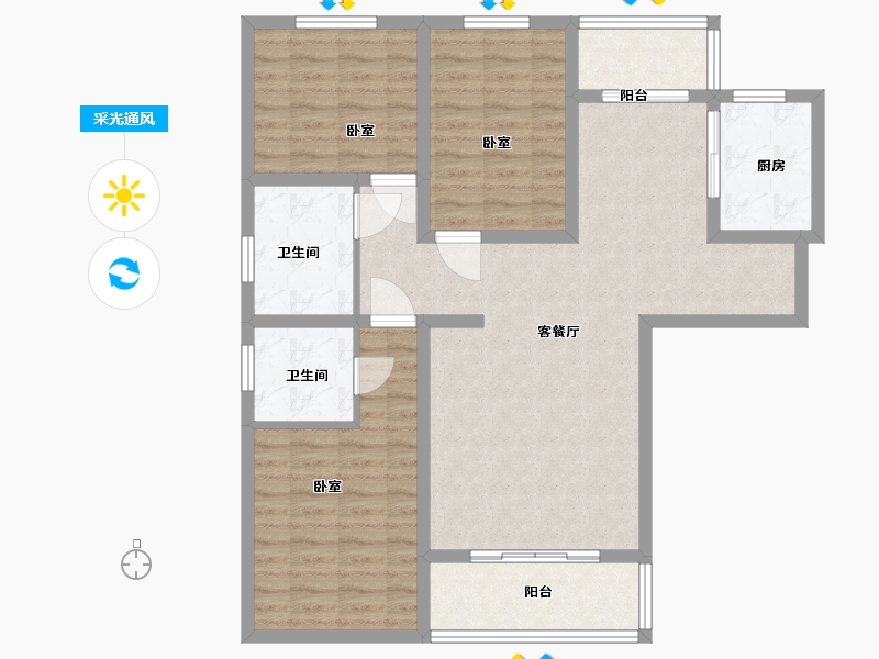 河北省-石家庄市-朝阳华府-101.73-户型库-采光通风