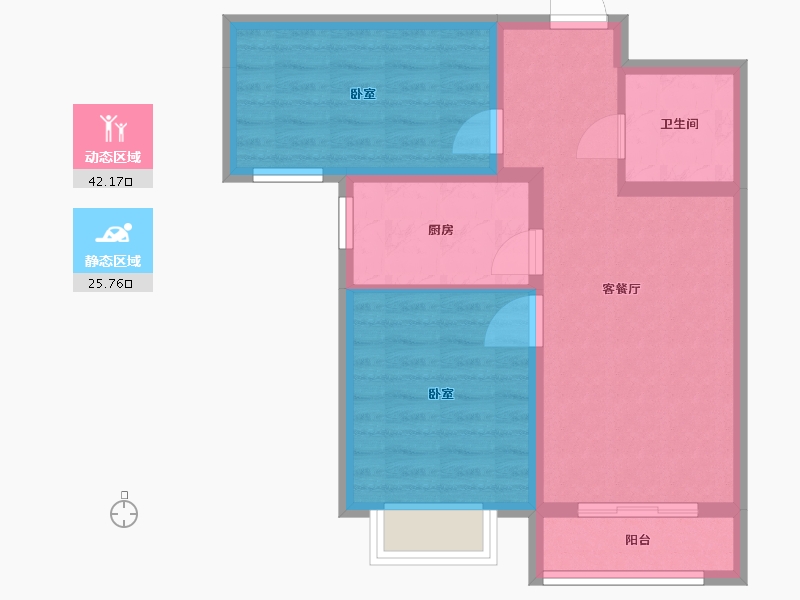 河北省-唐山市-世纪龙庭二期-60.30-户型库-动静分区