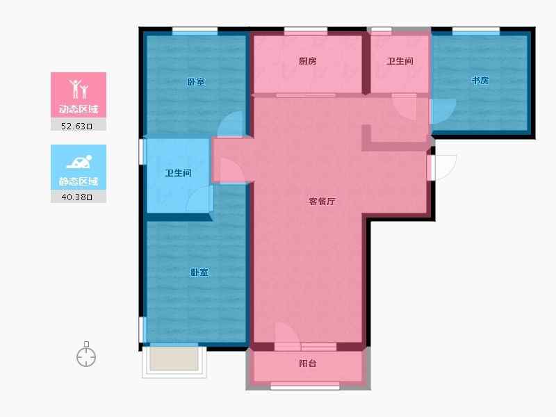 河北省-唐山市-润达万科金域蓝湾-82.58-户型库-动静分区