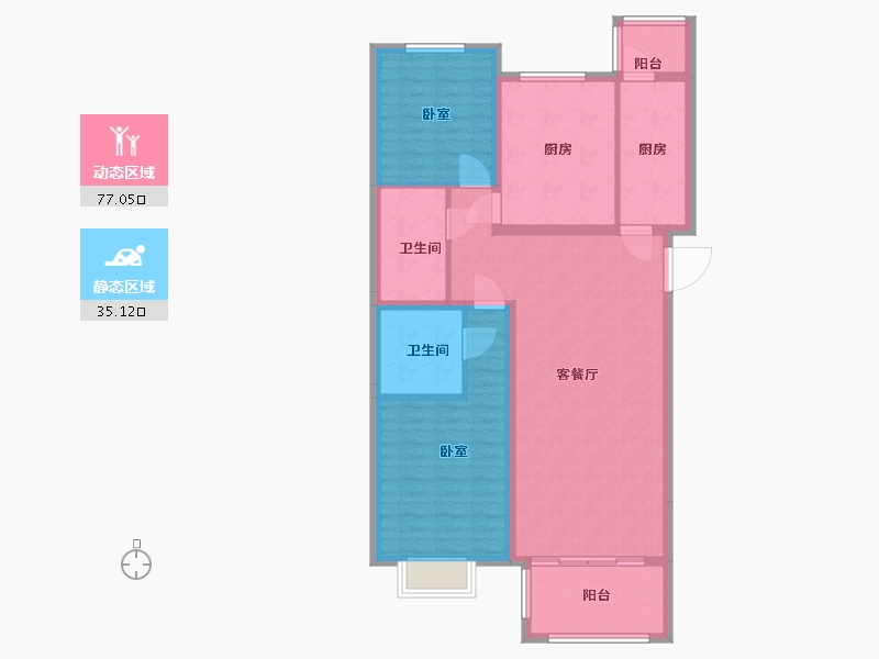 河北省-廊坊市-香河京汉君庭-101.00-户型库-动静分区