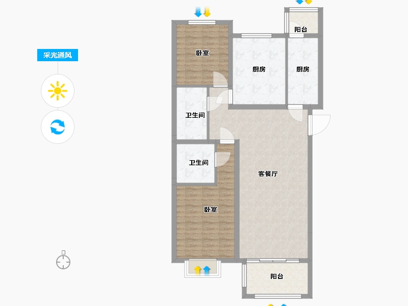 河北省-廊坊市-香河京汉君庭-101.00-户型库-采光通风