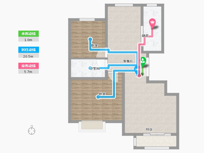 黑龙江省-佳木斯市-公园壹号-95.40-户型库-动静线