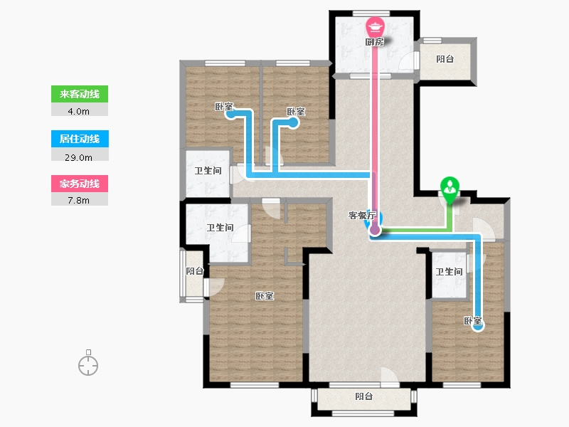 河北省-唐山市-润达万科金域蓝湾-160.54-户型库-动静线