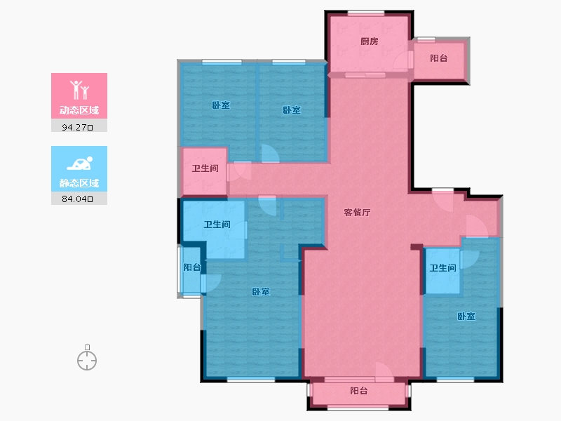 河北省-唐山市-润达万科金域蓝湾-160.54-户型库-动静分区