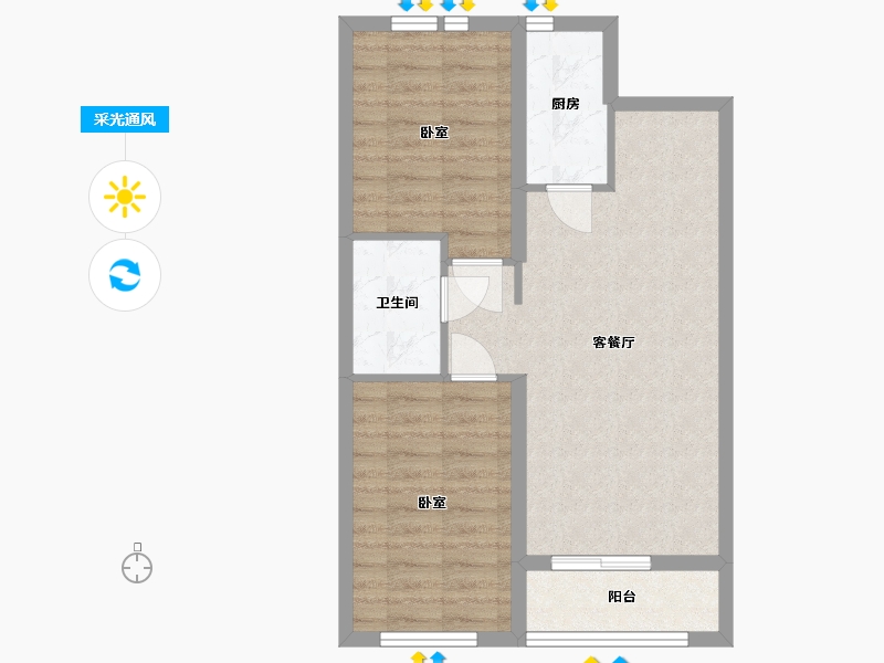 河北省-唐山市-柒麟湾-60.32-户型库-采光通风